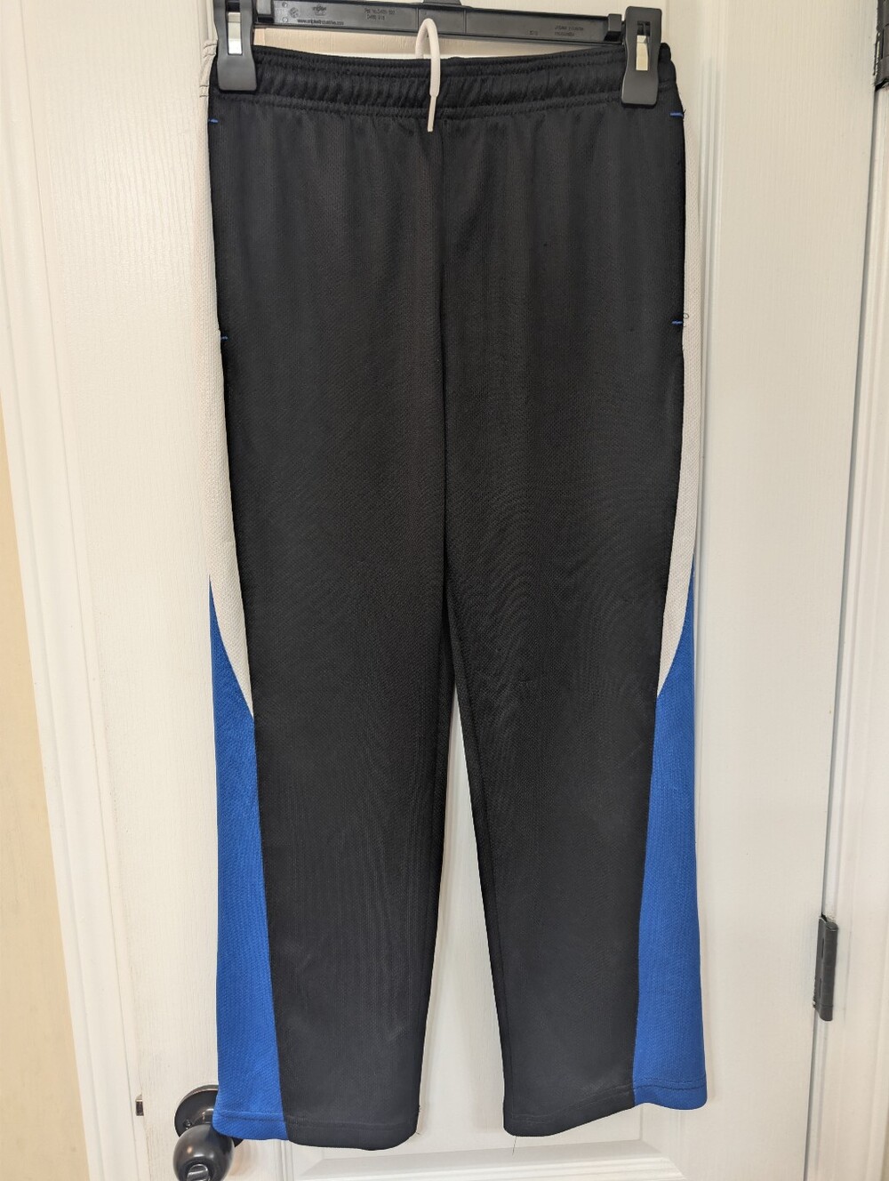 Reebok Black Athletic Track Pants with Blue Panels
